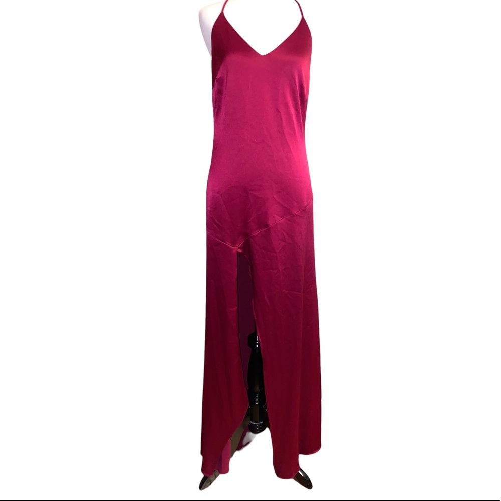 Halston heritage designer dress, gown, absolutely stunning, t-back, magenta